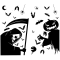 Miniatyrbild 5 av 5: Halloween Fönsterdekaler Dödskalle Spöke Fladdermöss Spindel Häxa Skräck Väggdekal Halloween Party Dekoration För Hem Läskiga Dekorationer Rekvisita