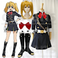 Pikkukuva 1 / 5: Anime Seraph Of The End Mitsuba Sangu Halloween-juhlat Cosplay-asu Naisille Sotilasunivormu Pukusetti Mitsuba Sangu Peruukki Kenkä L