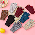 Miniatyrbilde 2 av 5: Cashmere strikkede vinterhansker for kvinner Cashmere strikkede varme tykke hansker for kvinner høst og vinter med berøringsskjerm for ski Dark red