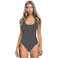 Miniatyrbild 1 av 2: 3D-bikini baddräkt för damer med bröstinlägg, baddräkt i ett stycke för vuxna Dark gray L