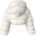 Pikkukuva 2 / 4: Tekoturkis Takki Naiset Hupulla Lyhyt Bubble Takki Fleece Lämmin Takki Naisten Takit 4X-Large White