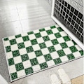 Miniatyrbillede 1 af 5: Skakternet Badeværelsesmåtte Tyk Skridsikker Bademåtte Absorberende Entré Dørmåtte til Soveværelse Tæppe Boligindretning Gulvmåtter Green Bath Mat 40X60CM