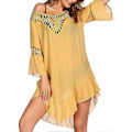 Miniatyrbillede 2 af 5: Badedragt Cover Up Dame Badedragt Kjole Plus Size Sexet Bikini Strand Tunika Top Sommer A c yellow M