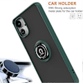 Pikkukuva 3 / 5: Samsung Galaxy A06 -puhelimen kuori, jossa sormuspidike ja jalusta, TPU+akryylipuhelinkotelo - Musta Dark green Galaxy A06