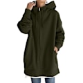 Miniatyrbillede 1 af 2: Dame Hætte Fuld Lynlås Frakke Casual Udendørs Efterår Langærmet Jakke Med Lomme Army Green 2XL