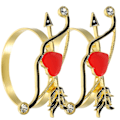 Miniatyrbillede 2 af 2: 2 stk. Servietringe til Valentinsdag Rhinestones Servietholdere Legering Hjerte Design Servietholdere
