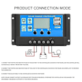Miniatyrbilde 5 av 5: 30a Solar Char Pwm S 12v 24v Auto Lcd Lcd-skjerm Dobbel Usb 5v Utgang Solar P
