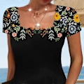 Pikkukuva 3 / 3: Naisten A-linjainen minimekko lyhythihaiset T-paita mekot rento matka kesärantamekko Black XL