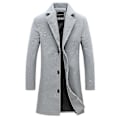 Miniatyrbild 1 av 3: Stor Storlek Herr Klassisk Yllerock Varm Vinter Enkelknäppt Lång Trenchcoat Casual Slim Fit Ytterkläder Light Grey 4XL