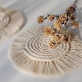 Miniatyrbillede 3 af 5: Runde Bomuld Dækkeservietter Linned Måtter Isolering Kaffe Pad Borddækning Skridsikker Håndlavet Macrame Kop Cushi