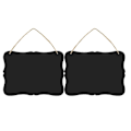 Miniatyrbilde 1 av 4: 2 stk. Dobbeltsidig Meldingstavle Tre Blackboard Veggdekor Skilt Hengende Tavle Ornament med Linsnor