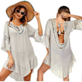 Miniatyrbillede 2 af 5: Badedragt Cover Up Dame Badedragt Kjole Plus Size Sexet Bikini Strand Tunika Top Sommer A c misty Grey M