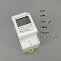 Miniatyrbild 5 av 5: 80A DIN-skena Enfas 2-tråds LCD Digital Display Strömförbrukning Energi Elmätare kWh AC