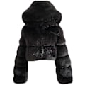 Pikkukuva 1 / 5: Tekoturkis Takki Naiset Hupulla Lyhyt Bubble Takki Fleece Lämmin Takki Naisten Takit 4X-Large Black