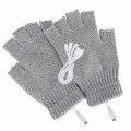 Miniatyrbillede 3 af 3: USB Elektriske Opvarmede Handsker Isolerede Mænd Genopladelige Termiske Halv Finger Varmer Grey