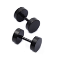 Miniatyrbillede 4 af 4: 1 par herre barbell rustfrit stål ørestikker øreringe sort 6mm