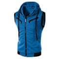 Miniatyrbilde 1 av 2: Herre Hette Full Glidelås Vest Tanktopper T-skjorte Sport Sommer Lake Blue XL