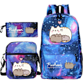 Miniatyrbild 2 av 5: 3 st Kawaii Tjock Katt Ryggsäck Pusheen Tryck Skolväska style 3
