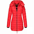 Miniatyrbillede 3 af 3: Dame Varm Hætte Dunjakke Casual Slim Frakke Puffer Jakke Dame Quiltet Letvægts Puffer Jakke - khaki Red M