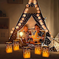 Miniatyrbilde 3 av 5: 50 stk. Hvite Luminary Lysposer Spesielle Lantern Luminary Poser Med Stjerner Måne Holdbar & Gjenbrukbar Gran