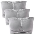 Miniatyrbillede 1 af 3: 3 pakker stropløse BH'er til kvinder, dame bandeau BH, polstret sømløs crop BH blød komfort trådløs Bralette Grey L