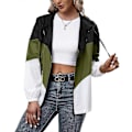 Miniatyrbillede 1 af 5: Dame Colorblock Windbreaker Vandtæt Jakke Letvægts Frakke Green M
