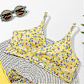 Miniatyrbild 3 av 4: Sommar Tankini Set för Små Flickor, 3 Delar/set, Strand Surf Badkläder 8-12 År, Vadderad Bikini Baddräkt Set för Barn yellow 160