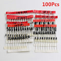 Miniatyrbilde 2 av 5: 100 stk. 1N4148 1N4007 1N5819 1N5399 1N5408 1N5822 FR107 8 Verdier Diode Sortiment