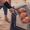 Miniatyrbilde 3 av 4: BBQ Hansker Ovnshansker Varmebestandige Hansker Opp Til 1472 F / 800 C Ovnshansker Pizzaovn Og Utendørs Peistilbehør (dot Flame, Svart)