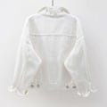 Miniatyrbilde 4 av 4: Dame Vår og Høst Kåper Varm Ensfarget Langermet Denimjakke Yttertøy White M