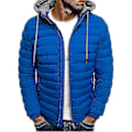 Miniatyrbilde 4 av 5: Dunjakke Vinter Casual Varm Jakke Menn Tykk Parkerjakke Høst Vindtett Hatt Termisk Hette Bomullsfrakk royal blue L
