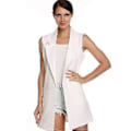 Miniatyrbilde 1 av 2: Ermeløs Blazerjakke Dame Lang Dressvest Åpen Cardigan white M