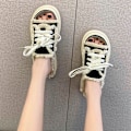 Miniatyrbillede 5 af 5: Dame Lærred Flade Hjemmesko 2023 Nye Dame Snørebånd Casual Sko Kvinde Mode Platform Hjemmesko Dame Denim Strand Åben Tå Sandaler lattice 39