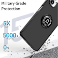 Pikkukuva 2 / 5: Samsung Galaxy A06 -puhelimen kuori, jossa sormuspidike ja jalusta, TPU+akryylipuhelinkotelo - Musta Black Galaxy A06