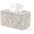 Tissue Box Cover Boho Dekor Rektangulär Pappersnäsdukshållare Med Pärlspänne Makramé Servettvävnader