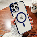 Miniatyrbilde 5 av 5: Luksuriøst Akryl Magnetisk Klart Telefondeksel For Iphone 15 14 13 12 11 Pro Max Mini X Xs Xr 7 8 Plus Magsafe Trådløs Lade Deksel Blue For iPhone 14 Pro