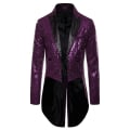 Miniatyrbild 4 av 4: Herr Glänsande Paljett Glitter Utsmyckad Blazer Jacka Herr Nattklubb Bal Kostym Blazer Kostym Homme Sångare Scenkläder Smoking Ny Purple L