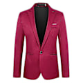 Miniatyrbillede 1 af 2: Herre Ensfarvet En Knap Formel Blazer Frakke Hakket Revers Business Jakkesæt Jakke Wine Red L