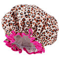 Miniatyrbillede 1 af 3: Genanvendelig brusehætte badehætte voksenhårhætte elastisk leopardprint brusehætte badehætte brusehat
