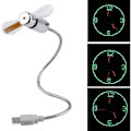 Miniatyrbilde 1 av 4: USB-vifte Koble til Phodurable Justerbar Mini Fleksibel Vifte LED-lys USB-port Time Clock Skrivebordsklokke Kul Gadget Tidsvisning