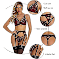 Miniatyrbild 4 av 4: Damunderkläder Axelbandslös Frontspänne Lyft-BH, Trådlös Halkfri Osynlig Push Up Bandeau Wine Red M
