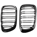 Miniatyrbillede 2 af 4: 2 Par Blank Sort Dobbelte Fælge Grill M Style Modificeret Bage Lak Sort Grill Til E46 2 Døre