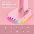 Miniatyrbillede 3 af 5: Rgb Gaming Headphone Stand Computer Headset Desktop Display Holder Lysende Logo Med 3 Usb Og 3.5