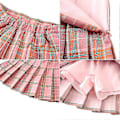 Pikkukuva 4 / 5: Tyttöjen korkeavyötäröinen pliseerattu vetoketjullinen tennishenkinen skater-minihame (lapset) Pink Plaid 140cm  9-10 Years