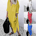 Miniatyrbild 3 av 3: Plus size Dam Casual Blus Lång Skjorta Klänning Dam Krage Knapp Klänning Cy yellow M