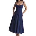 Modetryk Bustier Sommerkjole Snøre Blonde Ærmeløs Kjole Til Kvinder Navy Blue L