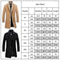 Miniatyrbild 3 av 3: Stor Storlek Herr Klassisk Yllerock Varm Vinter Enkelknäppt Lång Trenchcoat Casual Slim Fit Ytterkläder Wine Red 4XL