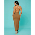 Miniatyrbillede 2 af 4: Dame Criss Cross Rygløs Spaghetti Strop Lang Cami Kjole S-2xl Style1 M