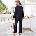 Miniatyrbilde 4 av 5: Pysjamas Sett Dame Langermet Nattøy Loungewear Mykt Pysjamas Sett Navy M