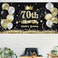 Miniatyrbild 3 av 4: Födelsedagsbanderoll Väggbonad Bakgrund Affisch 70-årsdag Ballong Bakgrund